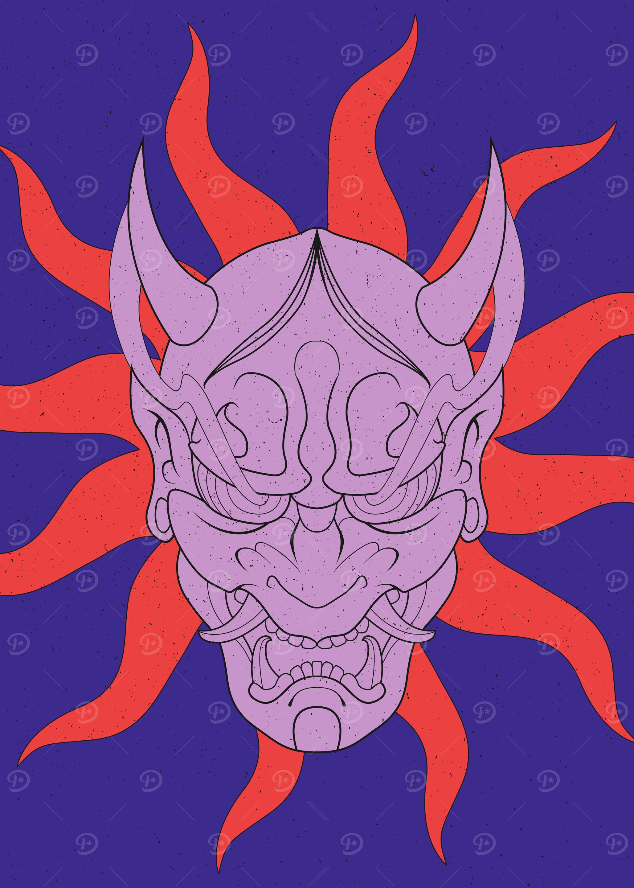 Light Purple Oni Mask with Sun