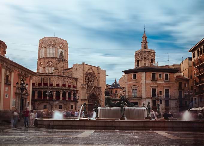 Fountain in Spanish City Square