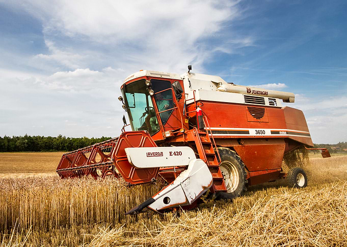 Lavrda Combine Harvester in Field