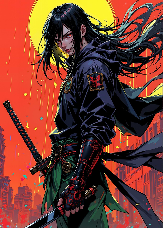 Samurai with Red Eyes
