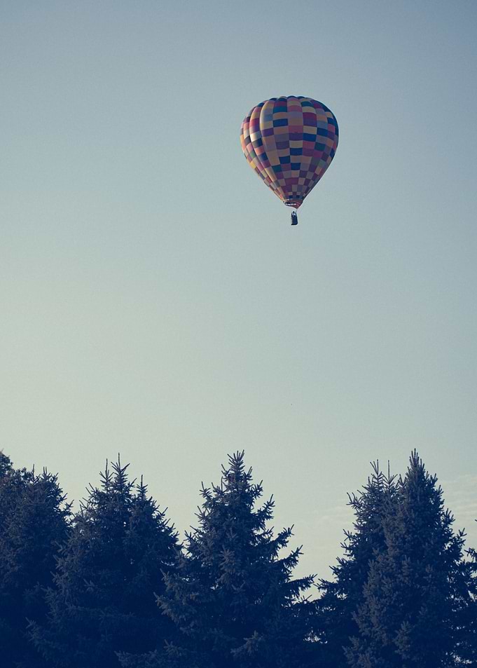 Hot Air Balloon Over Trees
