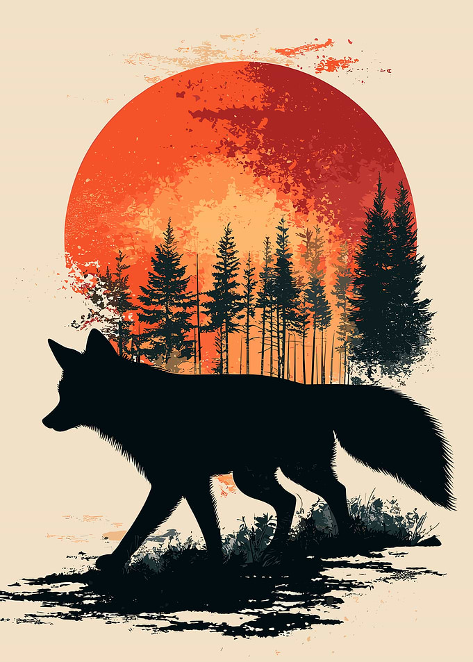 Fox Silhouette Sunset