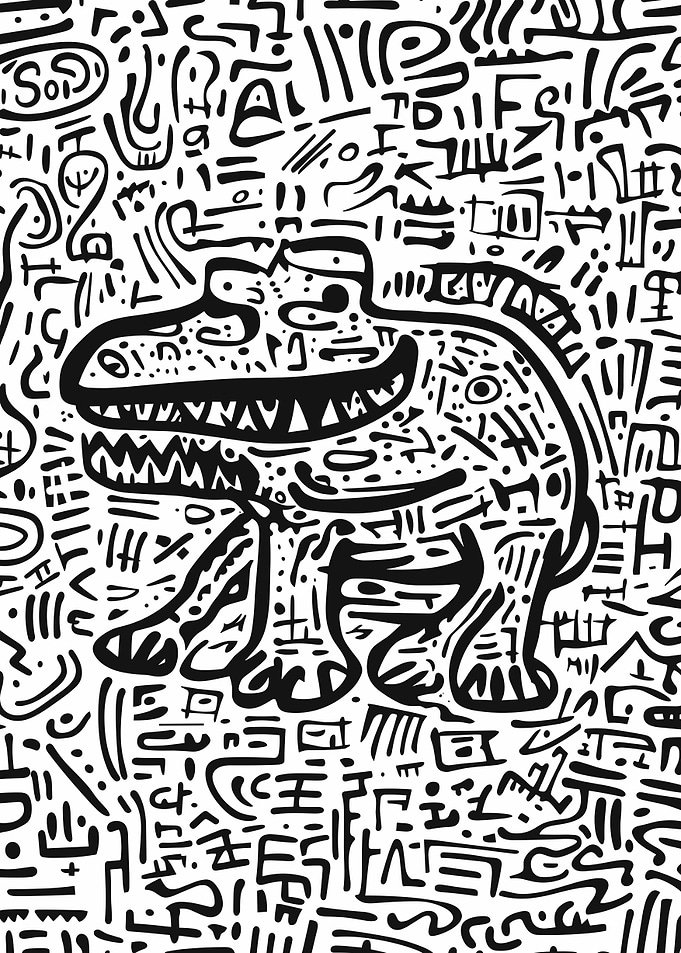 Doodle Crocodile Art Poster