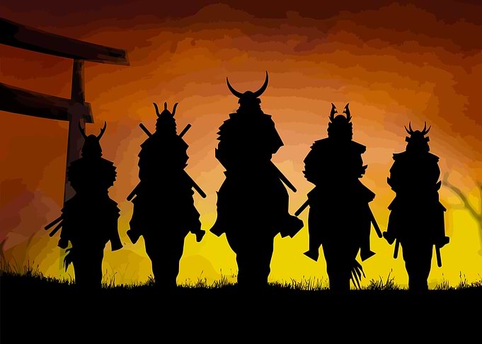 Samurai Silhouettes at Sunset