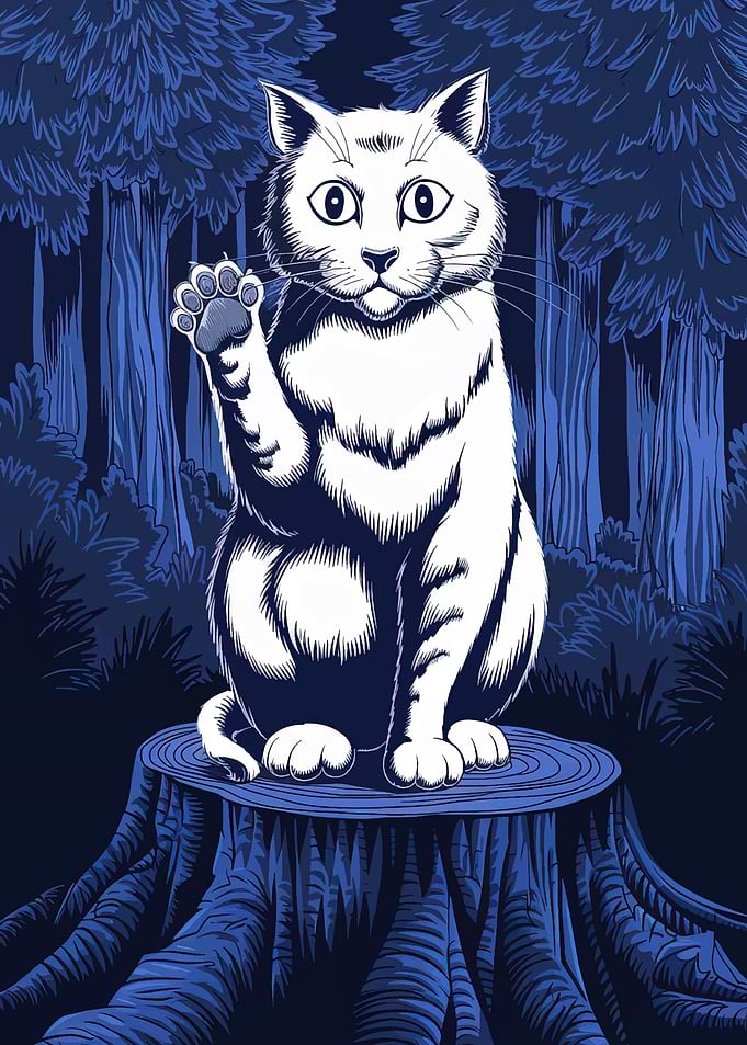 White Cat in Forest