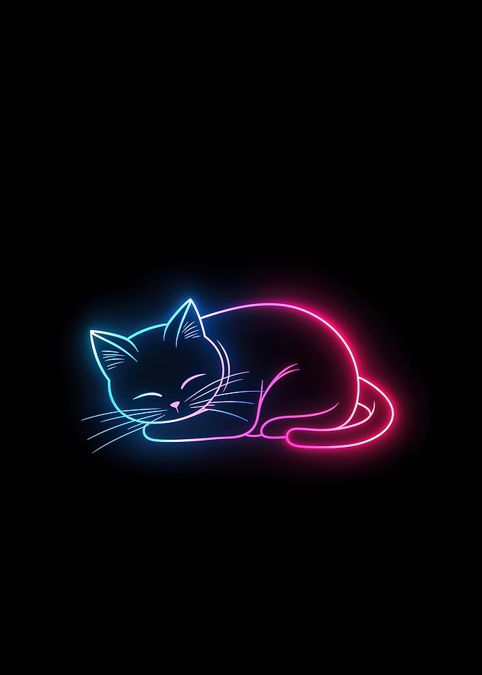 Neon Cat Sleeping