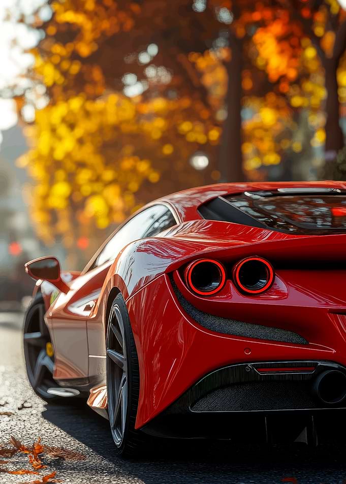 Red Ferrari in Autumn