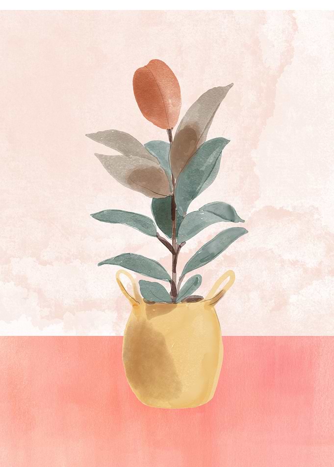 Watercolor Plant in Pot