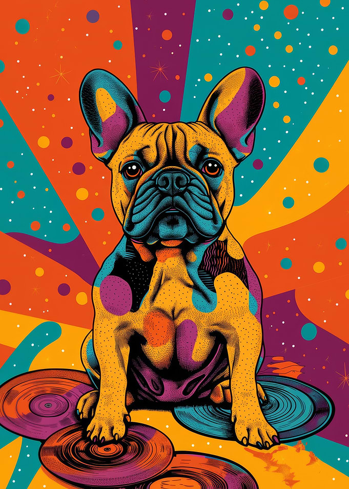 French Bulldog Illustration | French Bulldog in Pop Art Style