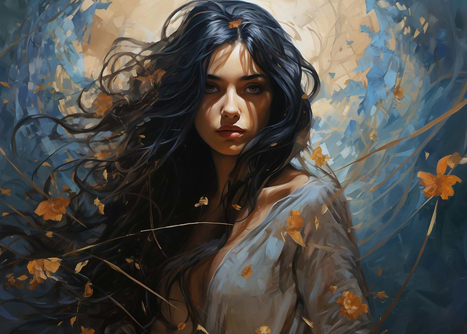 Woman with Flowing Hair