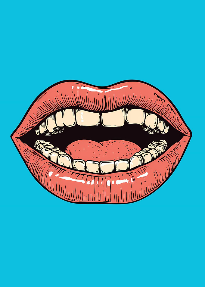 Open Mouth Retro Style Illustration