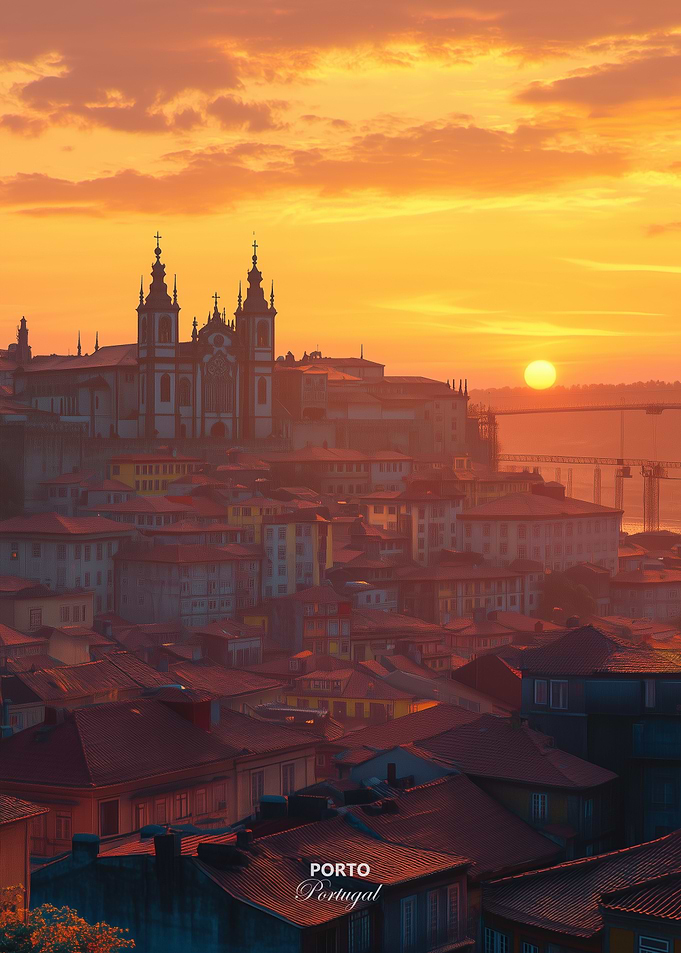Beautiful Sunset in Porto city Portugal