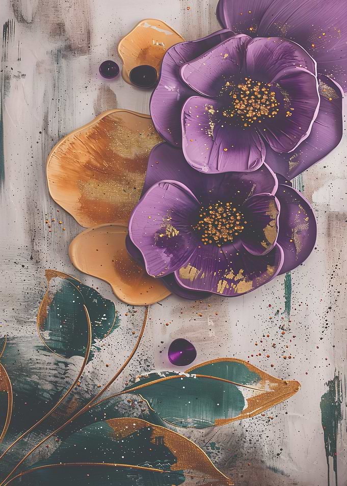 Purple Flowers Abstract Art