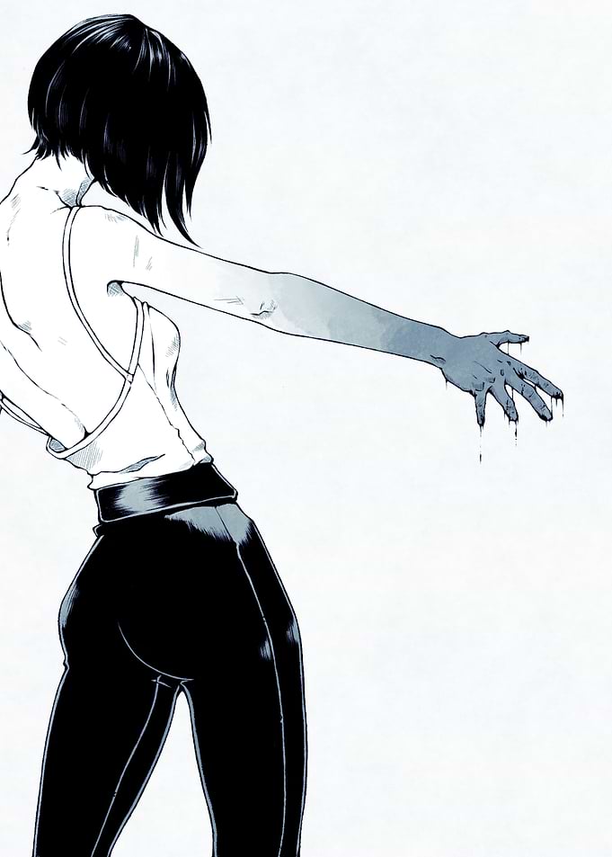 Anime Girl with Black Hand