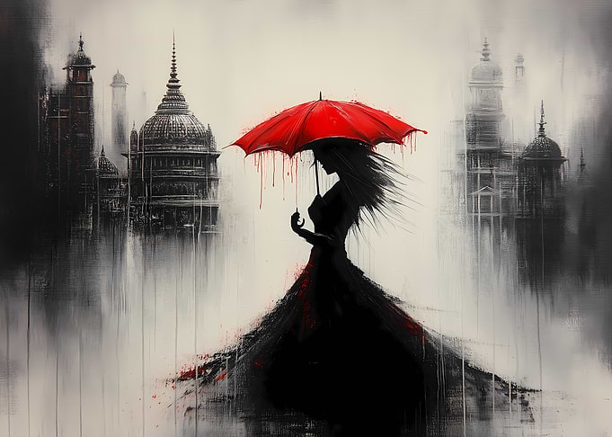 Woman with Red Umbrella