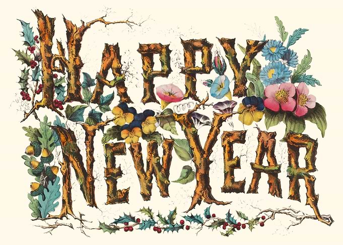 Happy New Year Floral Greeting