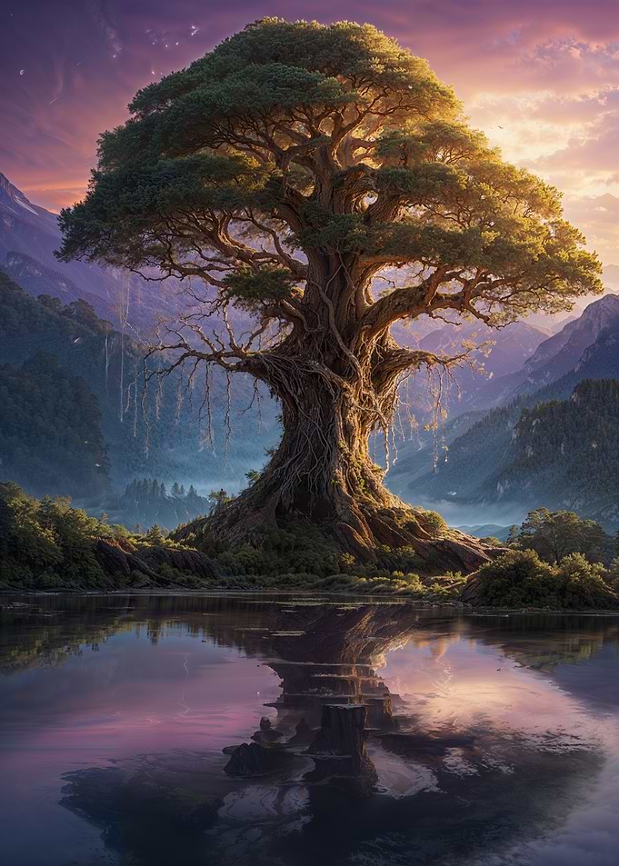 Ancient Tree by the Lake