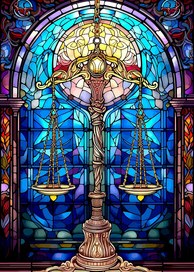 Stained Glass Scales of Justice
