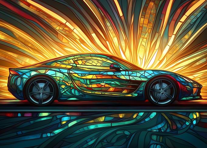 Stained Glass Sports Car
