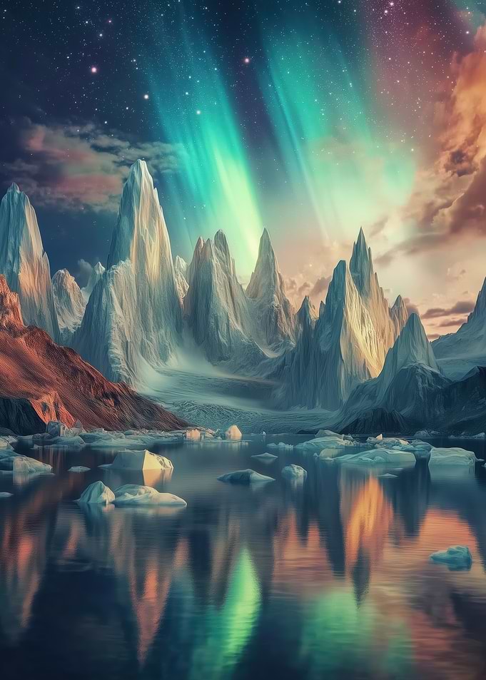 Aurora Borealis Mountain Landscape