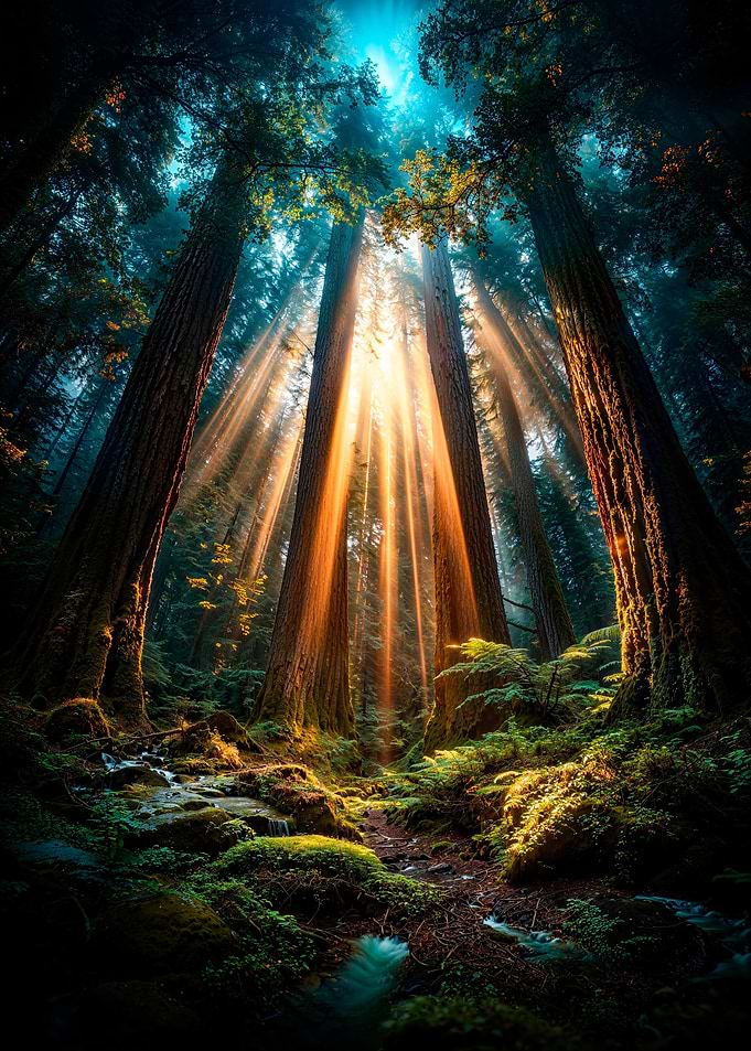 Sunlight Through Forest