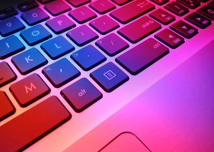 Laptop Keyboard with Neon Lights
