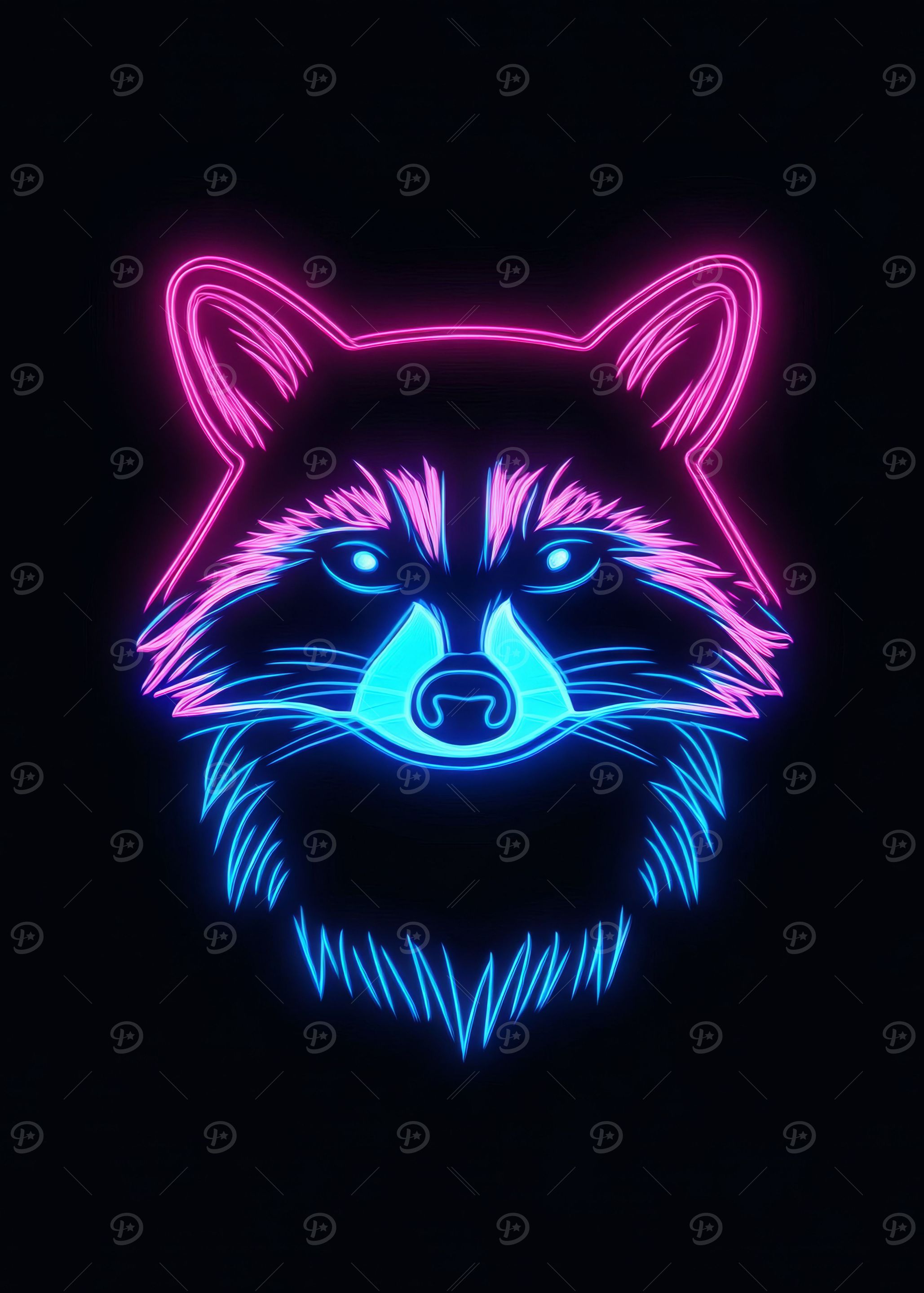 Neon Raccoon Portrait