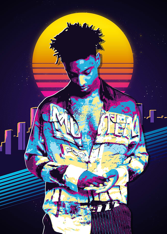 21 savage rapper 80s Retro Art
