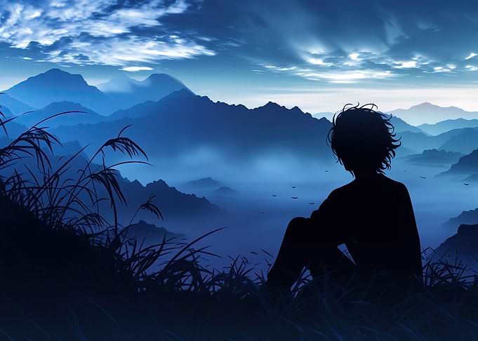 Silhouette on Mountaintop