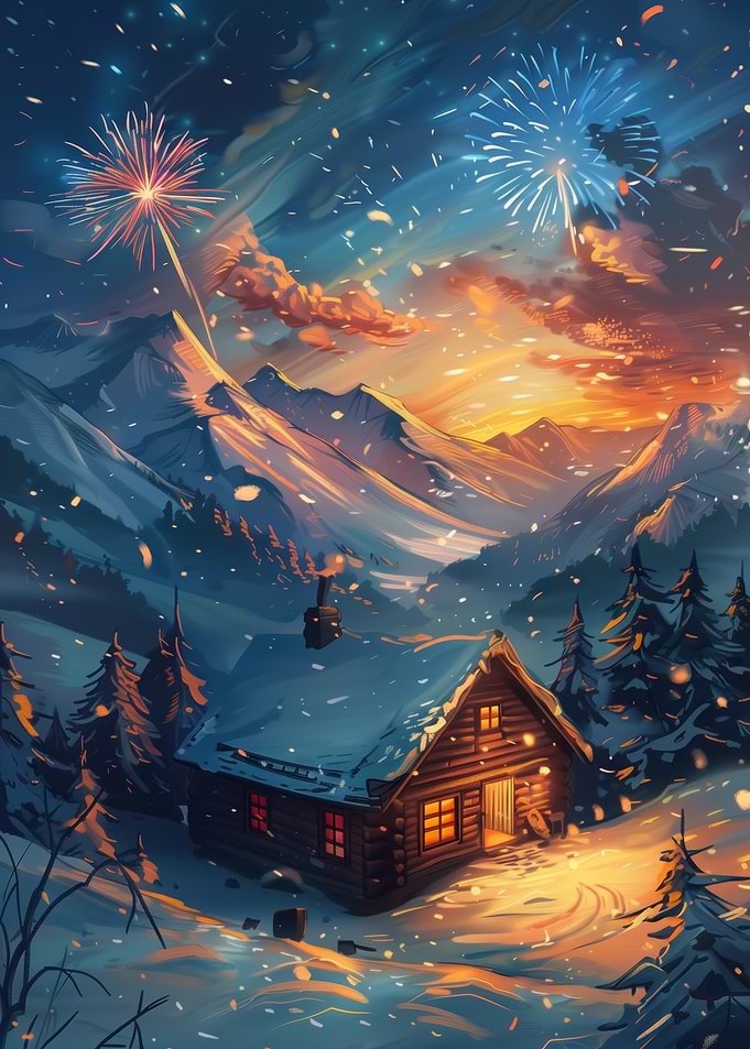Cozy Cabin in Snowy Mountains