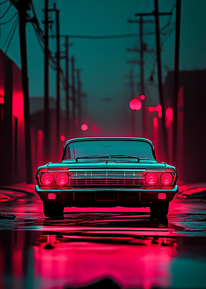 Classic Car Neon Night