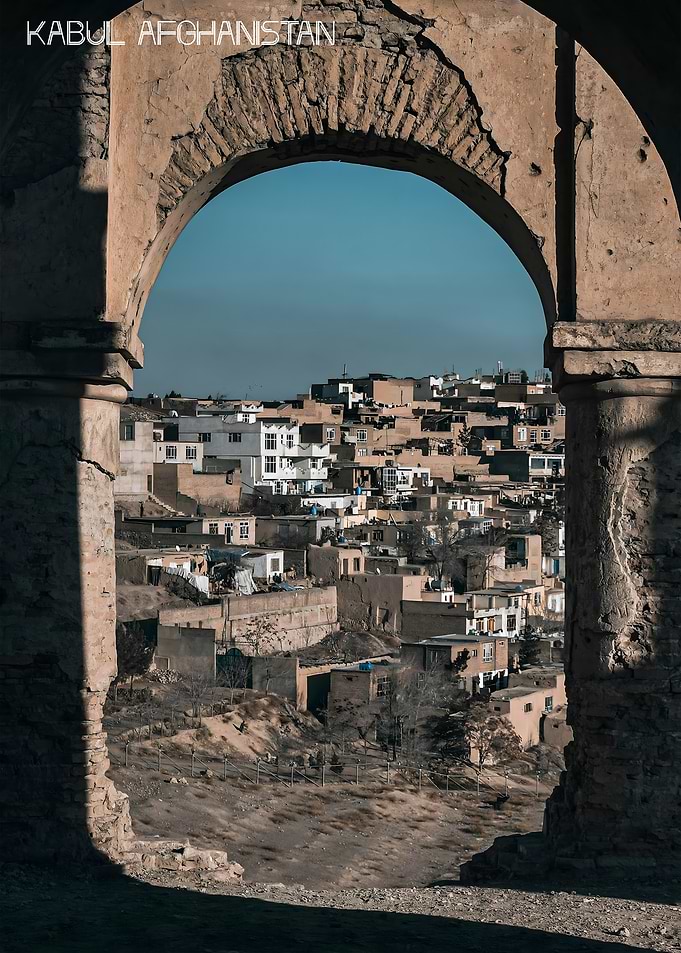 Kabul Cityscape Through Arch