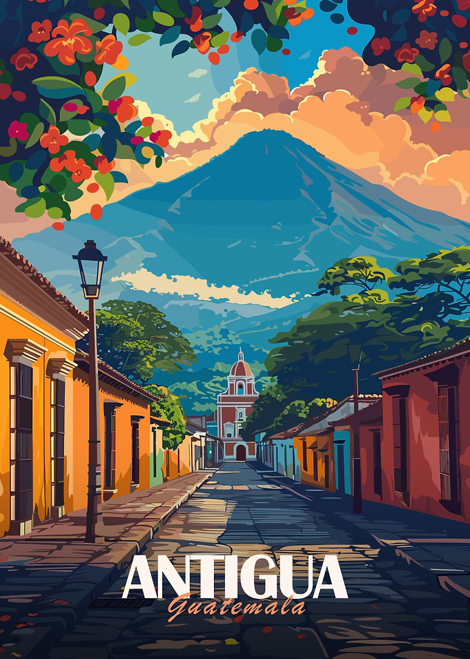 Antigua Guatemala Travel Poster