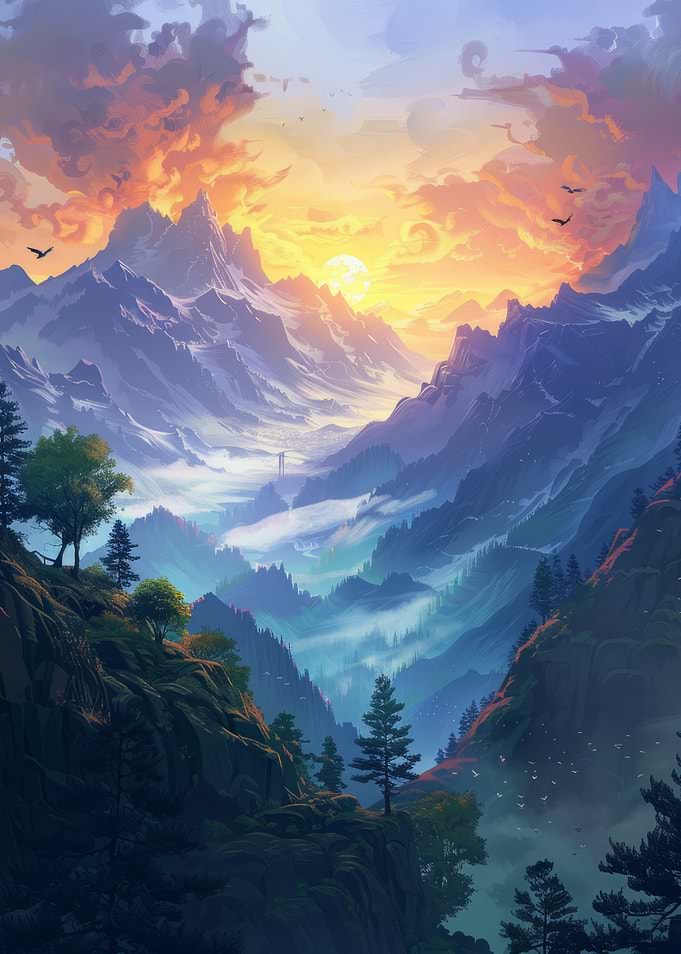 Mountain Sunset Landscape