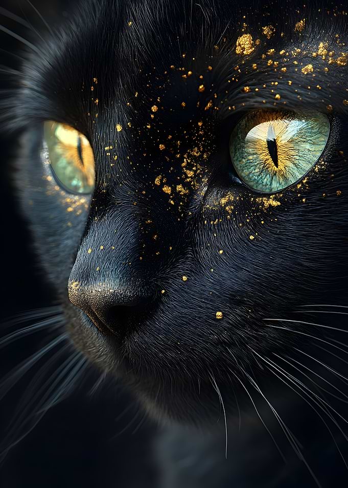 Black Cat with Golden Dust