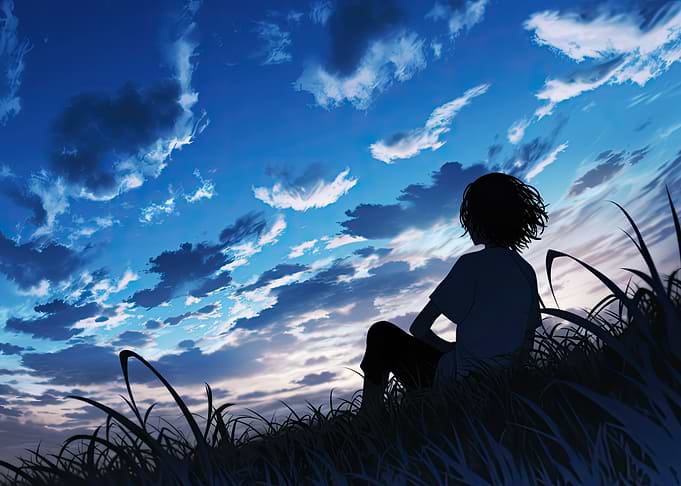 Silhouette Under a Blue Sky