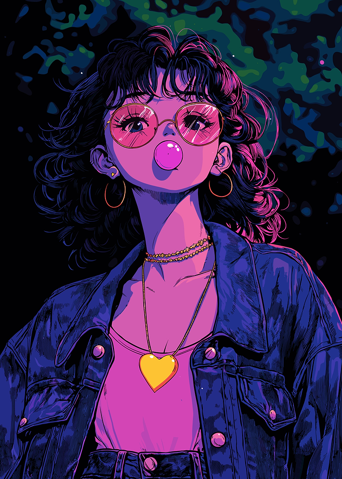Anime Girl with Bubblegum