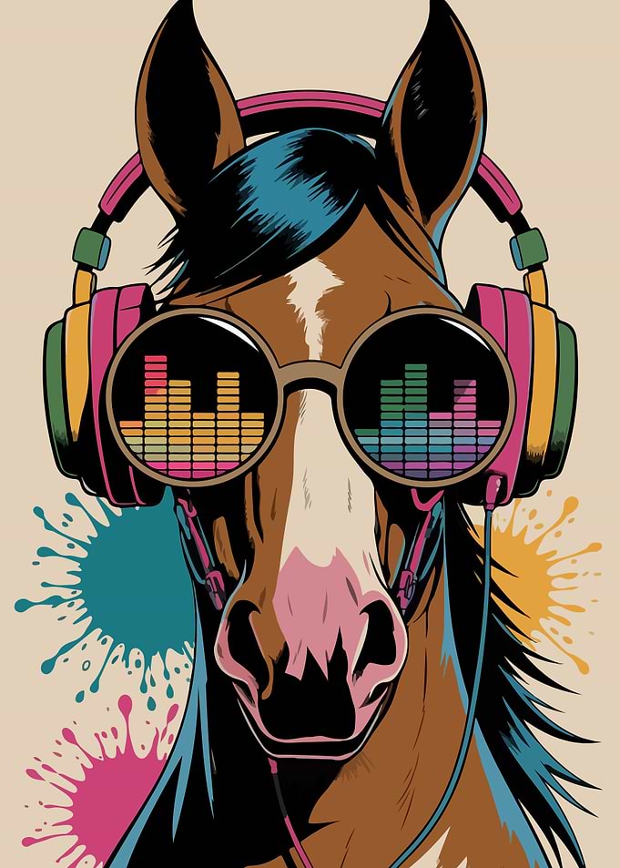 Horse with Headphones