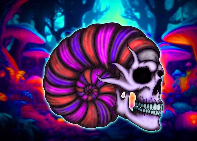 Psychedelic Skull with Shell