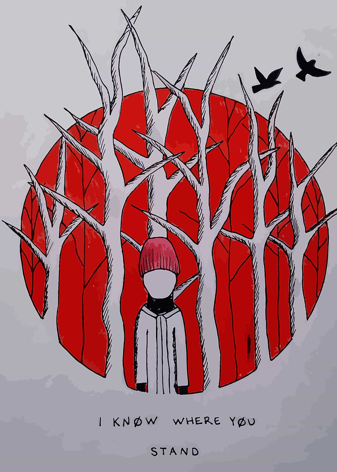Red Sun Forest Illustration