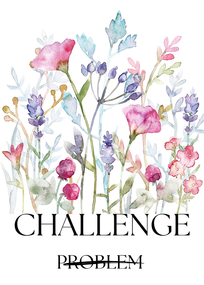 Challenge Not Problem Motivational Poster | Floral Motivational Art