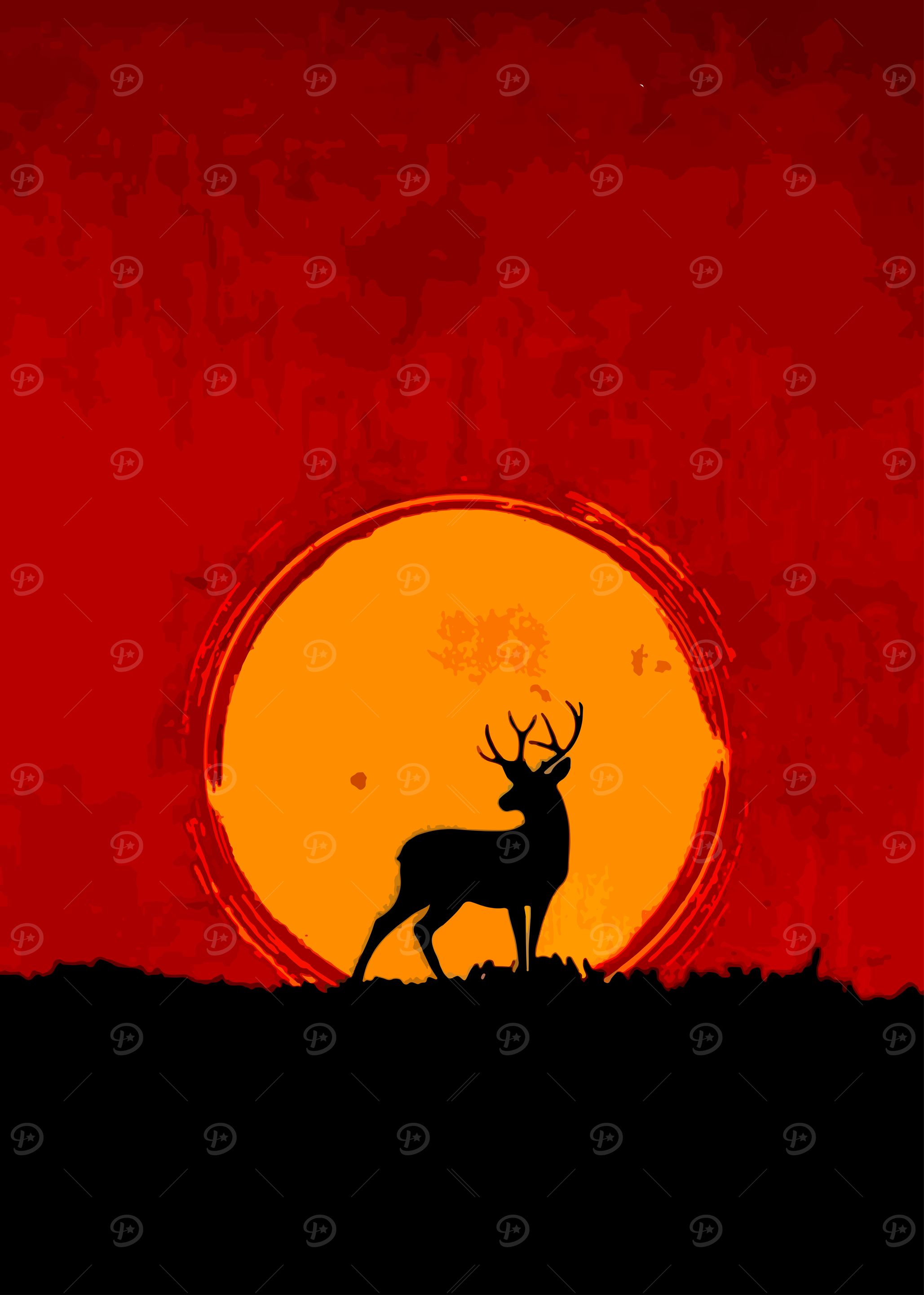 Deer Silhouette Sunset