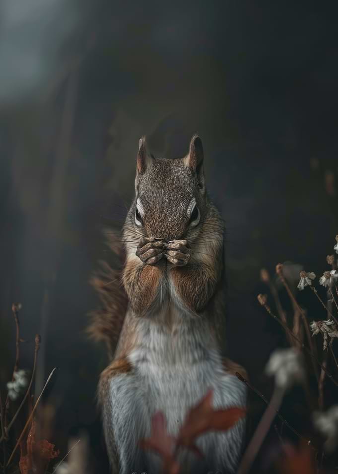 Squirrel Hiding in the Woods