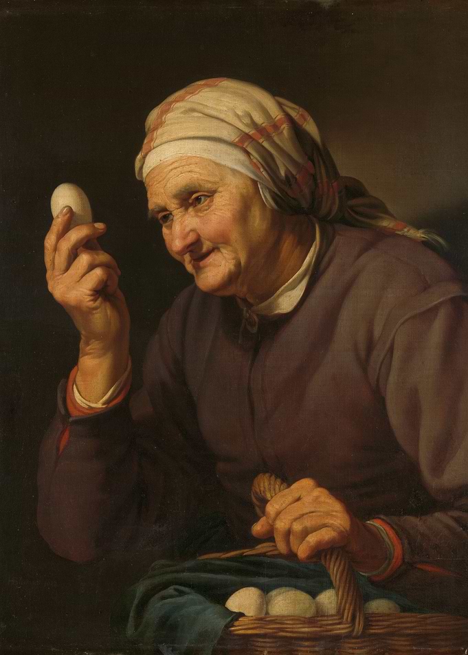 Old Woman Holding an Egg