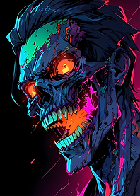 Neon Zombie Skull