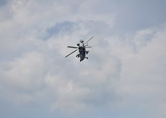 German Military Helicopter in Flight