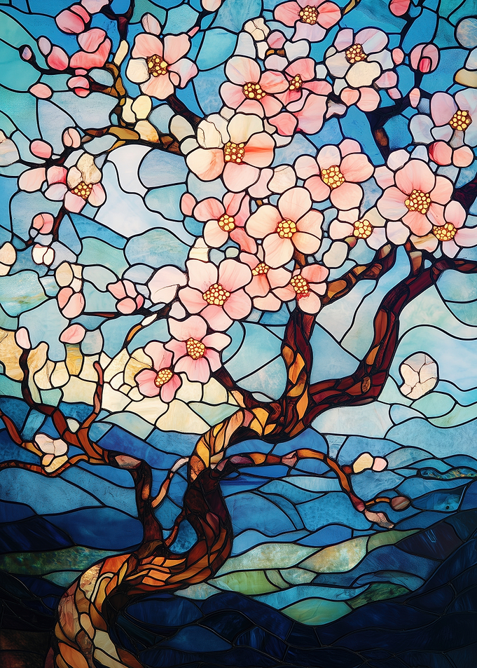 Stained Glass Cherry Blossom Tree