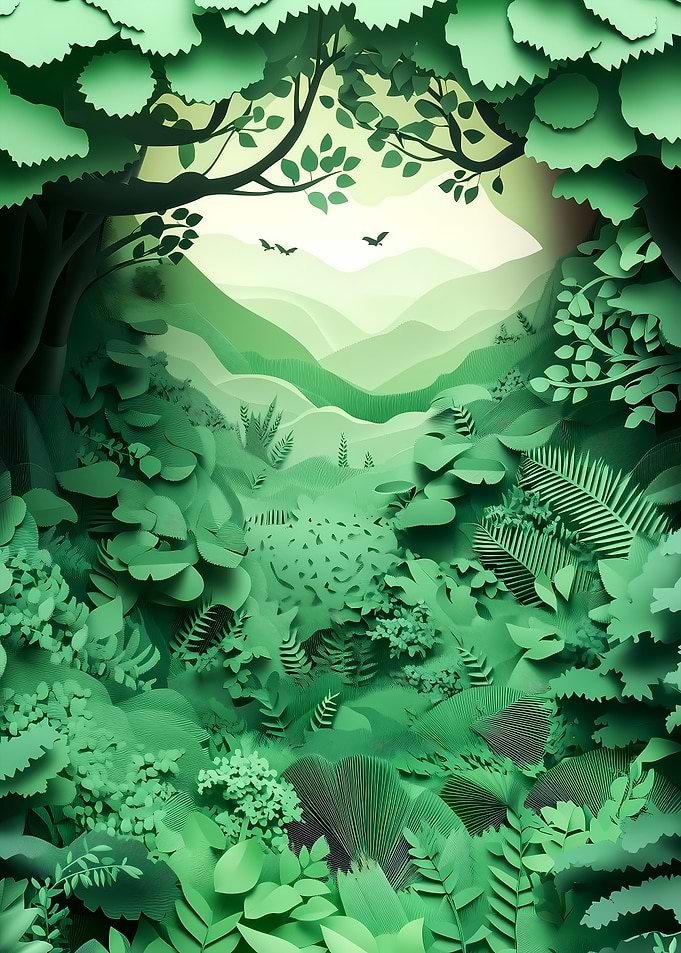 Papercut Forest Landscape