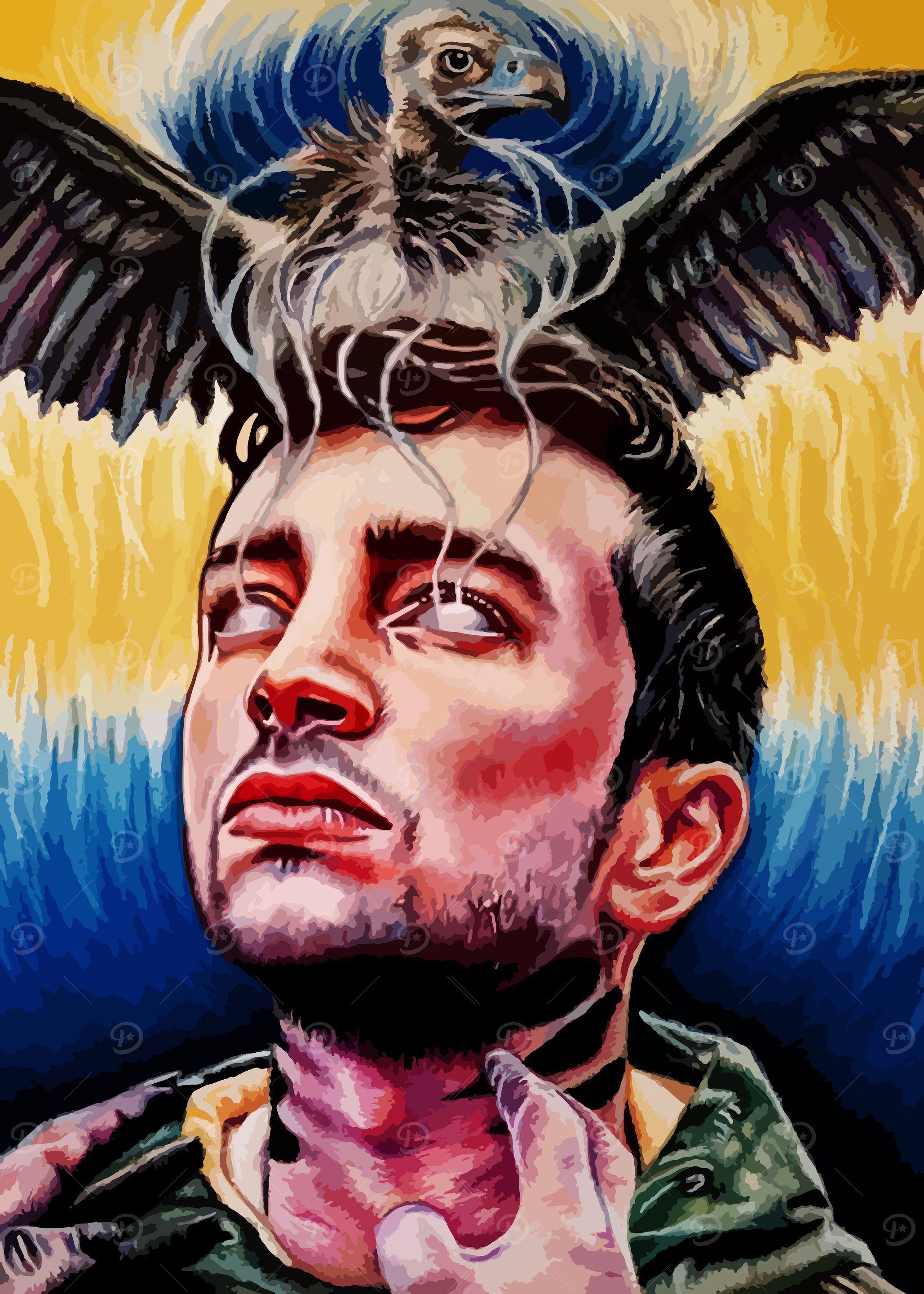 Vulture and Man Painting
