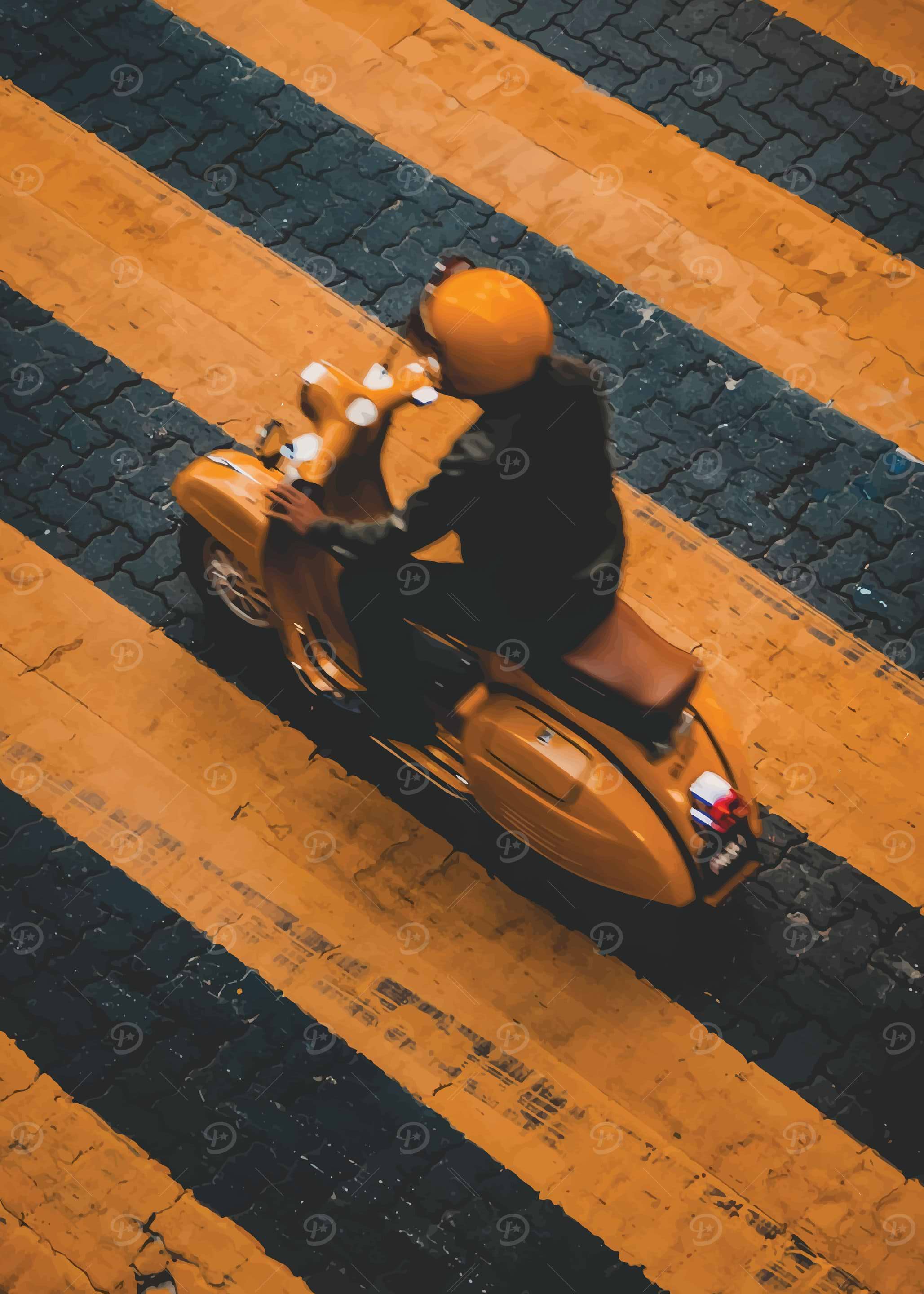 Yellow Scooter on Pavement